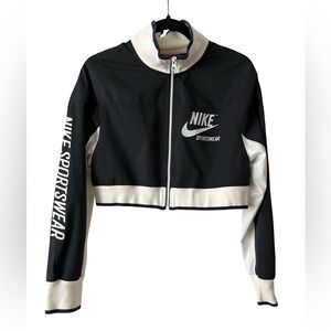 Nike Sportswear Cropped Track Jacket Women’s XS Black White Zip Up